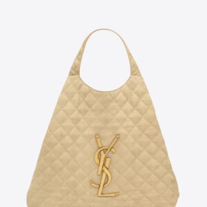 YSL ICARE MAXI SHOPPING BAG IN QUILTED NUBUCK SUEDE