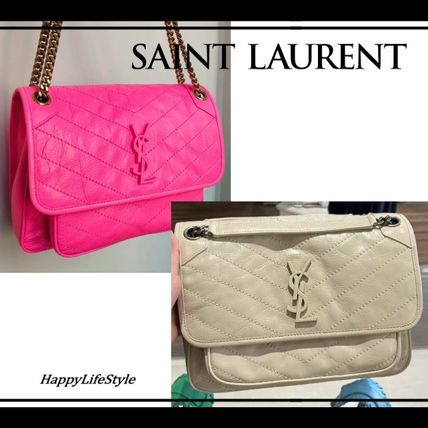 Saint Laurent Niki Casual Style Calfskin 2WAY Chain Plain Leather Elegant Style