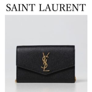 Saint Laurent UPTOWN CHAIN WALLET IN GRAIN DE POUDRE EMBOSSED LEATHER