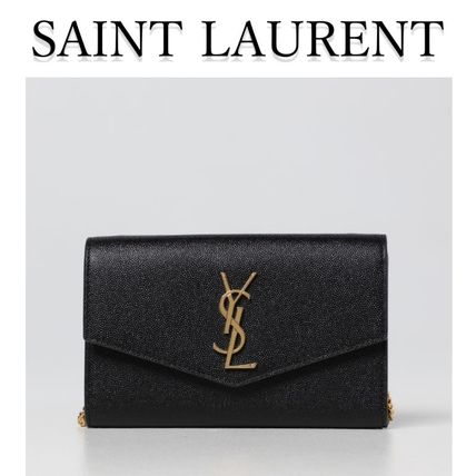 Saint Laurent UPTOWN CHAIN WALLET IN GRAIN DE POUDRE EMBOSSED LEATHER