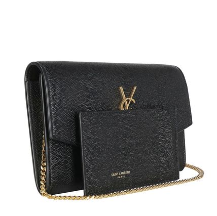 Saint Laurent UPTOWN CHAIN WALLET IN GRAIN DE POUDRE EMBOSSED LEATHER - Image 4