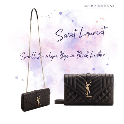 Saint Laurent ENVELOPPE Casual Style Calfskin 3WAY Plain Party Style Office Style