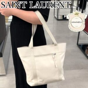 Saint Laurent Blended Fabrics Plain Leather Elegant Style Logo Outlet