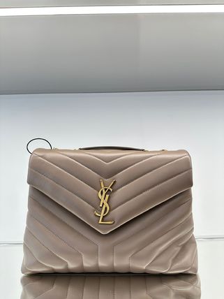 Saint Laurent LOULOU Casual Style 2WAY Plain Leather Office Style Elegant Style (574946 DV727)