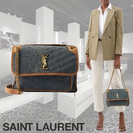 Saint Laurent Niki 2021-22FW Casual Style Denim Chain Plain Party Style Office Style
