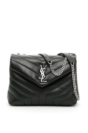 Saint Laurent LOULOU Calfskin Leather Logo Shoulder Bags (494699 DV726 1000)
