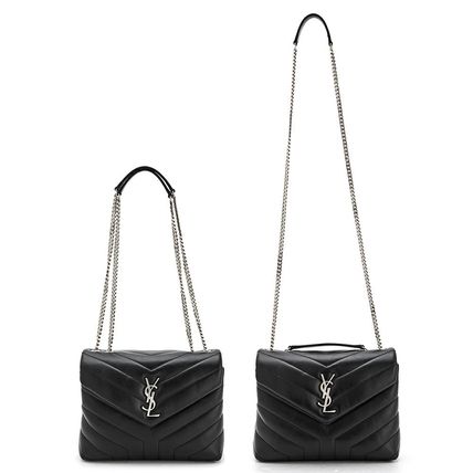 Saint Laurent LOULOU Calfskin Leather Logo Shoulder Bags (494699 DV726 1000) - Image 3