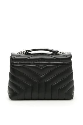 Saint Laurent LOULOU Calfskin Leather Logo Shoulder Bags (494699 DV726 1000) - Image 4