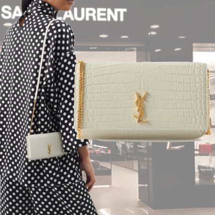 Saint Laurent Casual Style Calfskin Crocodile 2WAY Chain Plain Leather (1554783)