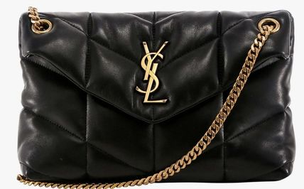 Saint Laurent LOULOU Casual Style Lambskin 2WAY Bi-color Chain Plain Leather
