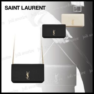 Saint Laurent MONOGRAM PHONE HOLDER WITH STRAP IN SMOOTH LEATHER (6350950U40J9207, 6350950U40J1000)