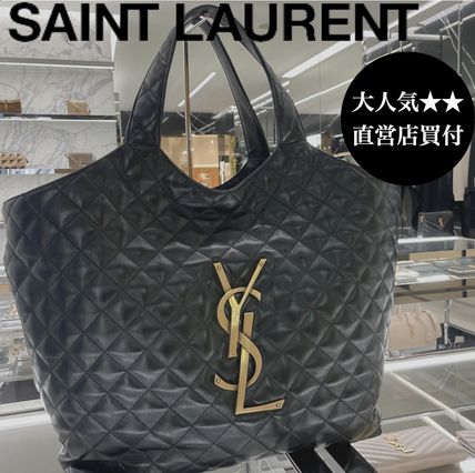 Saint Laurent 2022-23FW Casual Style A4 2WAY Plain Leather Party Style Elegant Style (698651AAANG1000)