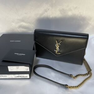 Saint Laurent ENVELOPPE 2023 SS Monogram Casual Style Unisex Lambskin Blended Fabrics