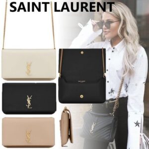 Saint Laurent Calfskin Chain Plain Party Style Elegant Style Crossbody