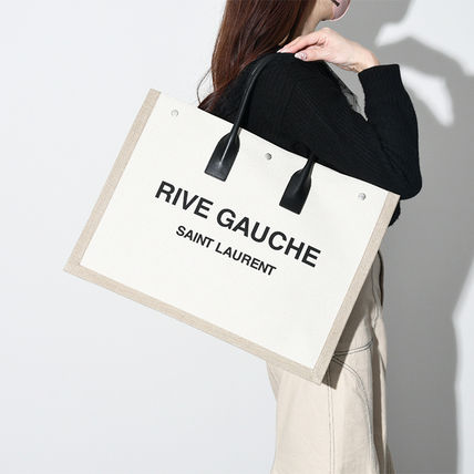 Saint Laurent Casual Style Unisex Blended Fabrics Plain Logo Totes (509415 FAA) - Image 2