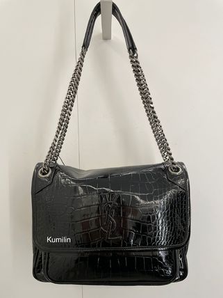 Saint Laurent Niki Casual Style Plain Leather Party Style Elegant Style Logo (548942) - Image 2