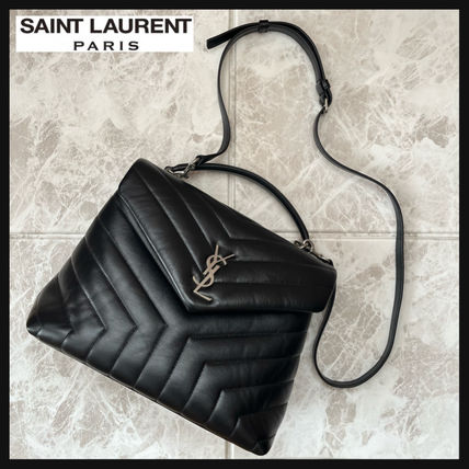 Saint Laurent LOULOU Monogram Casual Style Calfskin 2WAY Plain Leather Crossbody