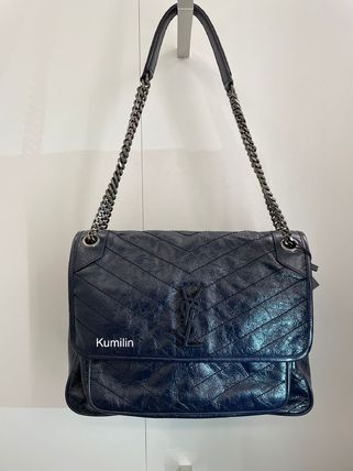 Saint Laurent Niki Casual Style Plain Leather Party Style Elegant Style Logo (498883) - Image 2