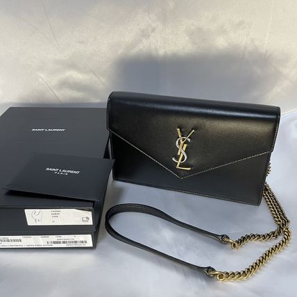 Saint Laurent ENVELOPPE 2023 SS Monogram Casual Style Unisex Lambskin Blended Fabrics