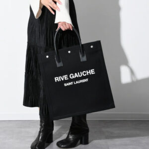 Saint Laurent CABAS RIVE GAUCHE Casual Style A4 Plain Office Style Logo Totes (632539FAAVR)
