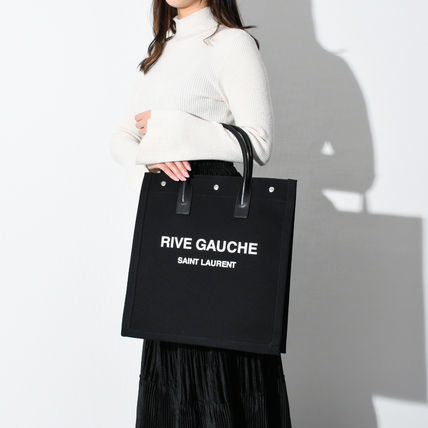 Saint Laurent CABAS RIVE GAUCHE Casual Style A4 Plain Office Style Logo Totes (632539FAAVR) - Image 2