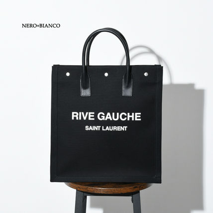 Saint Laurent CABAS RIVE GAUCHE Casual Style A4 Plain Office Style Logo Totes (632539FAAVR) - Image 3