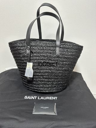 Saint Laurent Casual Style Plain Elegant Style Logo Totes