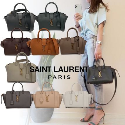 Saint Laurent DOWNTOWN 2020-21FW DOWNTOWN BABY TOTE IN GRAINED LEATHER (635346B680W1011)