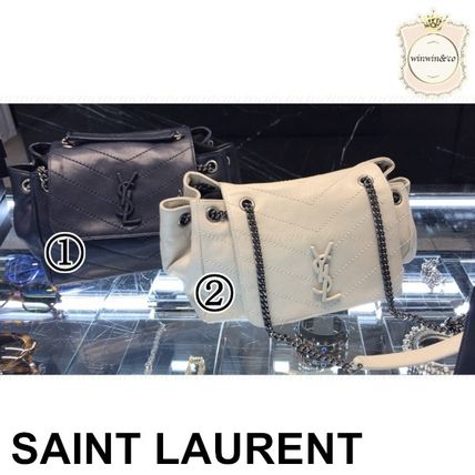 Saint Laurent Chain Leather Elegant Style Shoulder Bags