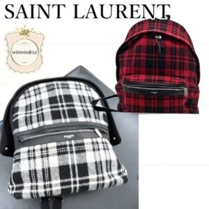 Saint Laurent Other Plaid Patterns Casual Style Logo Backpacks