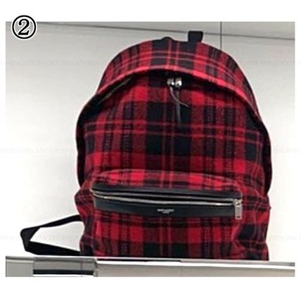 Saint Laurent Other Plaid Patterns Casual Style Logo Backpacks - Image 4