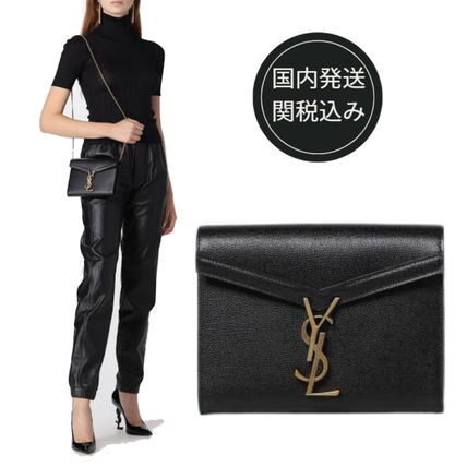 Saint Laurent CASSANDRA CHAIN WALLET IN GRAIN DE POUDRE EMBOSSED LEATHER (635023BOWAW1000) - Image 2