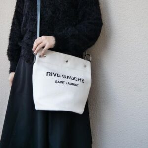 Saint Laurent RIVE GAUCHE BUCKET BAG IN LINEN (669299FAAAZ9024, 669299FAABK9053)