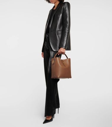 Saint Laurent Plain Leather Logo Shoulder Bags - Image 5