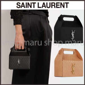 Saint Laurent Monogram Casual Style Unisex Vanity Bags Plain Leather