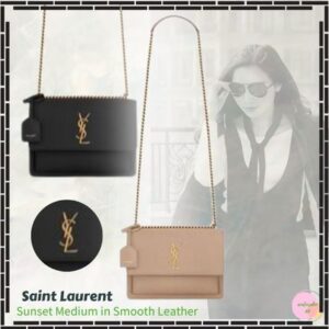 Saint Laurent SUNSET Monogram Casual Style Calfskin Blended Fabrics 2WAY Chain